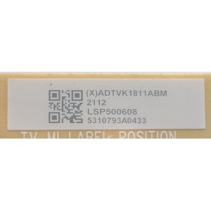 FUENTE DE PODER PARA TV VIZIO / NUMERO DE PARTE ADTVK1811ABM / 715GB897-P01-000-003S / VK1811ABM / (X)ADTVK1811ABM / PANEL TPT500WR-U3T03.DJ REV:S01U / DISPLAY CV500U3-T03 REV:01 / MODELO M50Q7-J01 LTYHG7KX